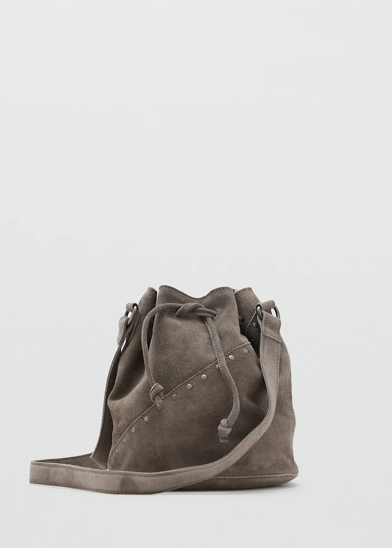 Bucket bag leather with studs
