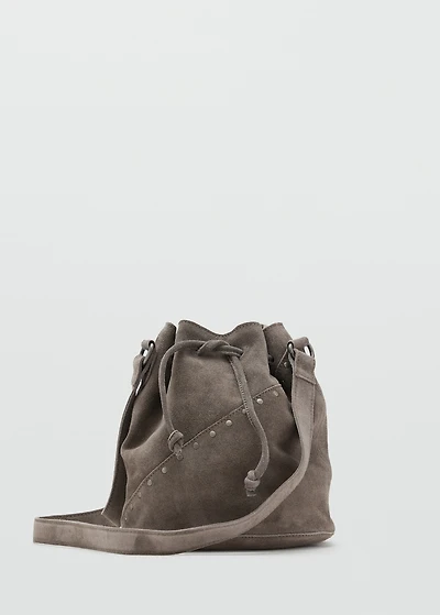 Bucket bag leather with studs