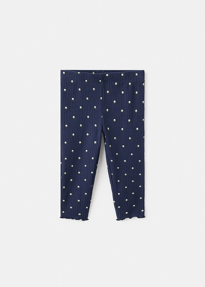 Ribbed floral leggings