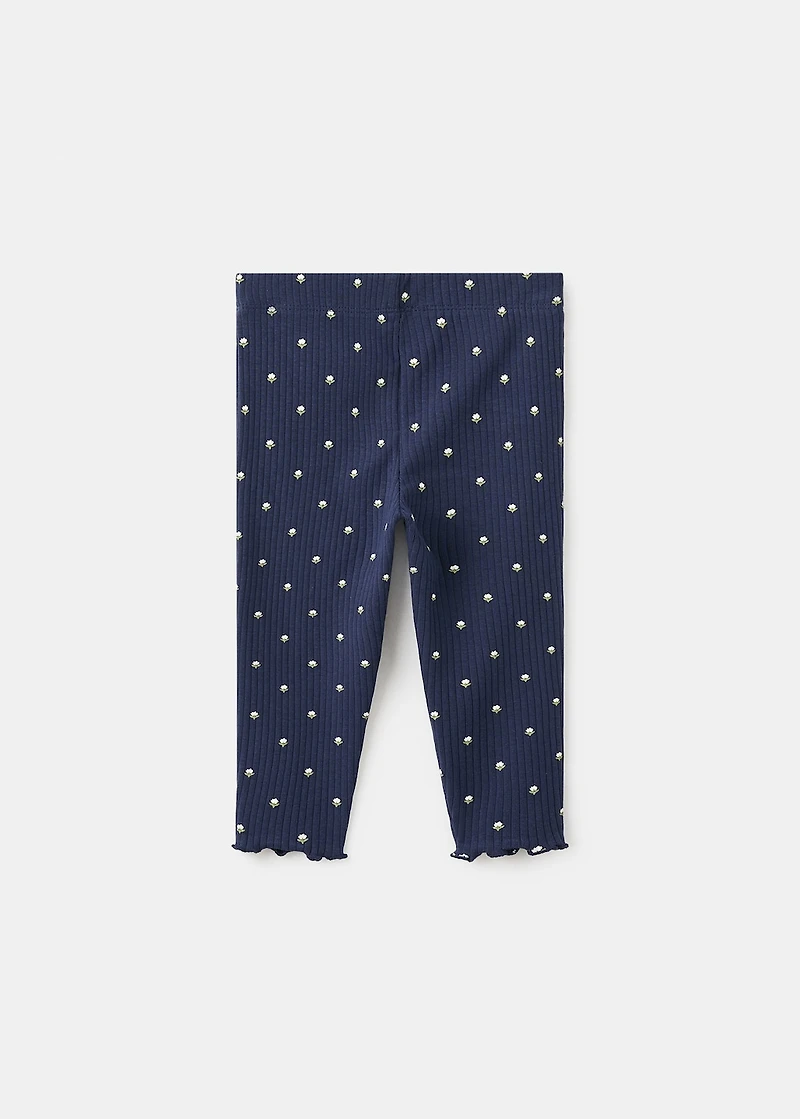 Ribbed floral leggings