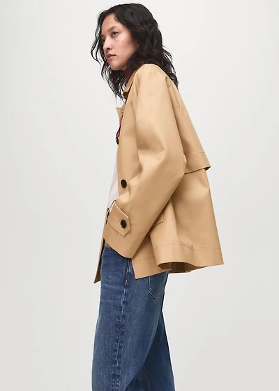 Oversized barn jacket with epaulettes