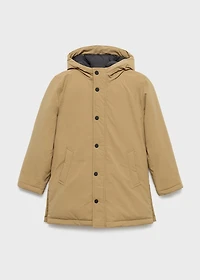 Hooded anorak with buttons