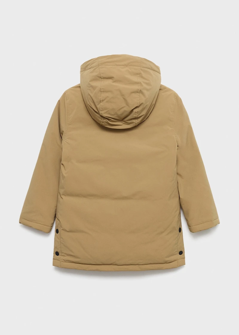 Hooded anorak with buttons