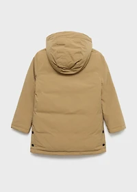 Hooded anorak with buttons