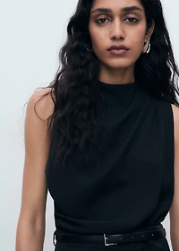 Long jumpsuit with draped neck and belt