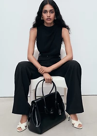 Long jumpsuit with draped neck and belt