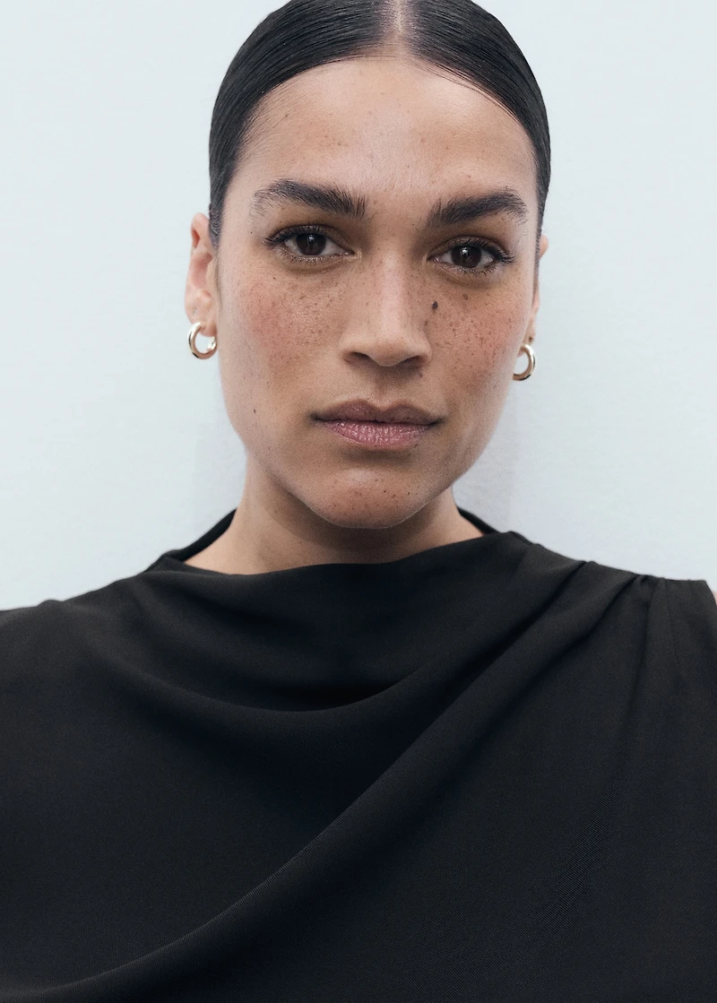 Long jumpsuit with draped neck and belt