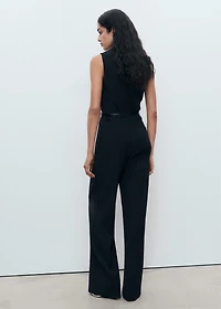 Long jumpsuit with draped neck and belt