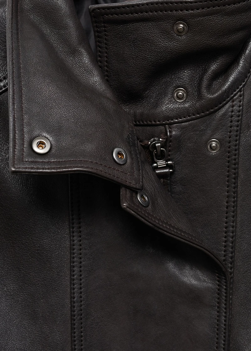 High-neck leather jacket