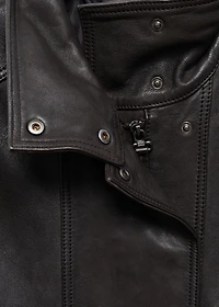 High-neck leather jacket