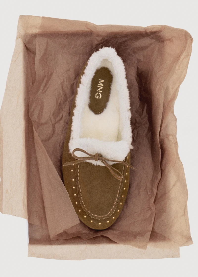 Sheepskin studded moccasins
