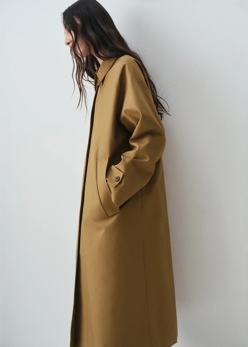 100% cotton long trench coat