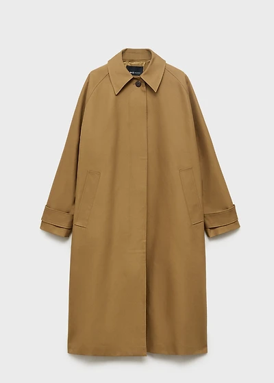 100% cotton long trench coat