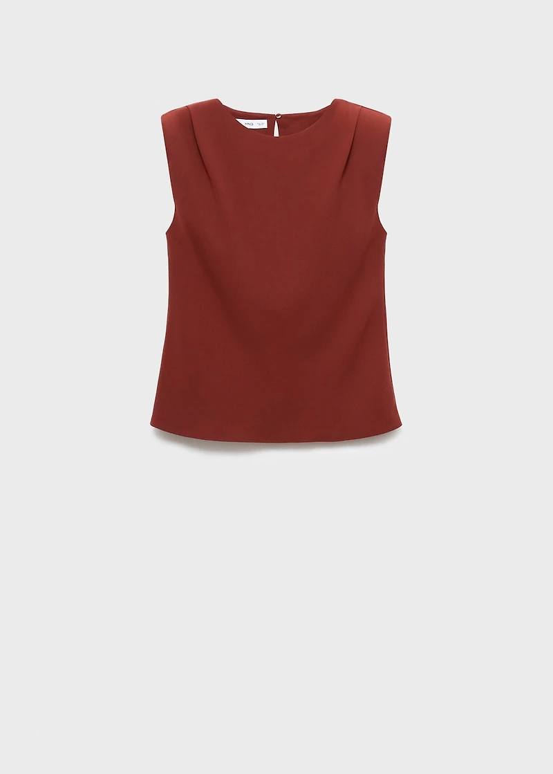 Ruched blouse with shoulder pads