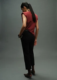 Ruched blouse with shoulder pads