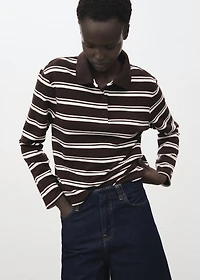 Striped polo-neck t-shirt