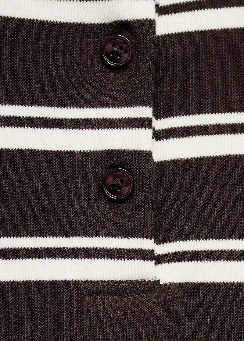 Striped polo-neck t-shirt