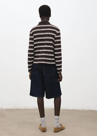 Striped polo-neck t-shirt