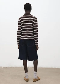 Striped polo-neck t-shirt