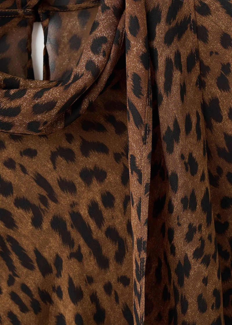 Leopard-print blouse with scarf