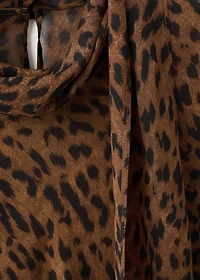 Leopard-print blouse with scarf