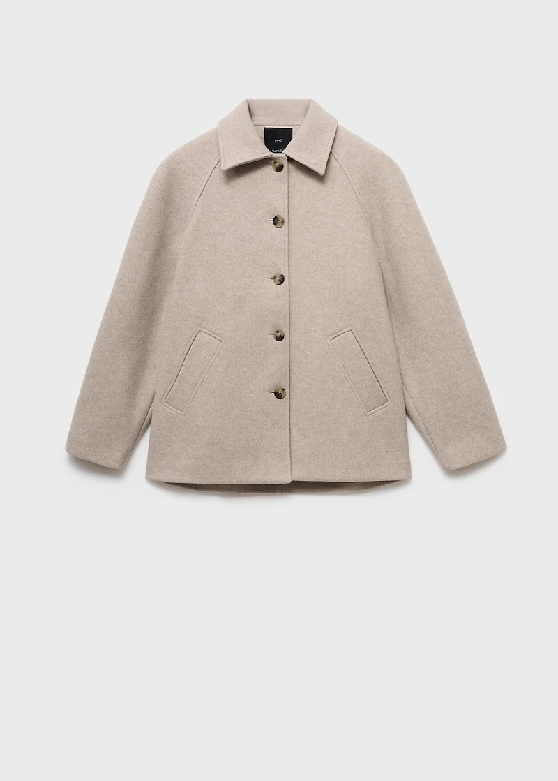 Short coat with notched lapel collar