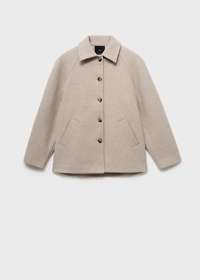 Short coat with notched lapel collar
