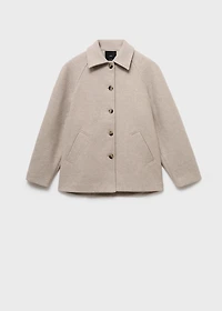 Short coat with notched lapel collar