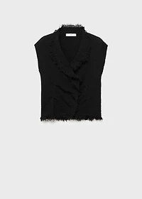 Crossover top with frayed trim