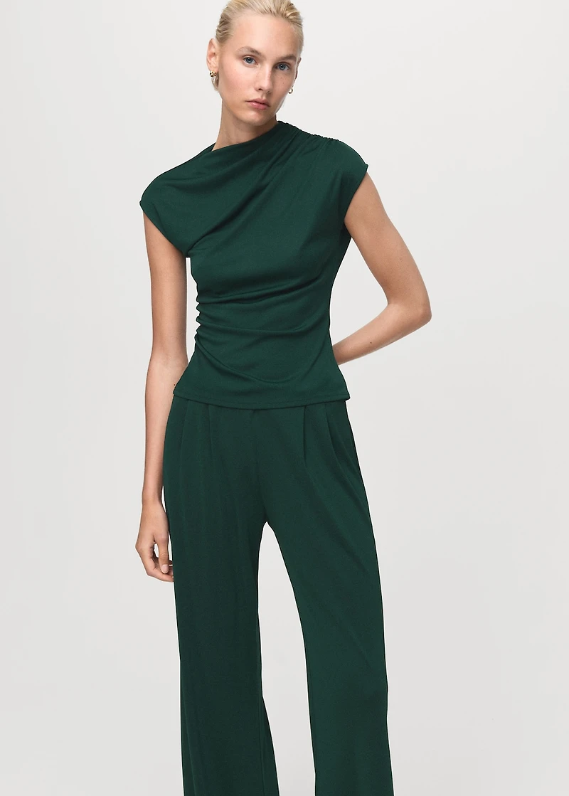 Pleated wide leg trousers