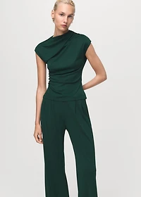 Pleated wide leg trousers