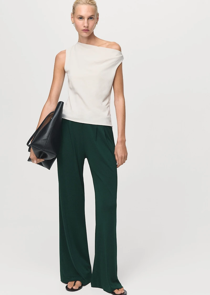 Pleated wide leg trousers
