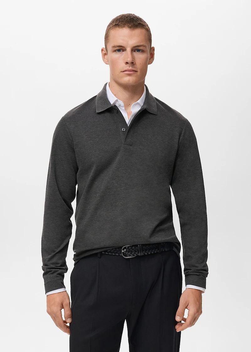 Regular-fit knitted polo sweater