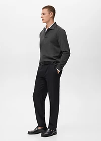 Regular-fit knitted polo sweater