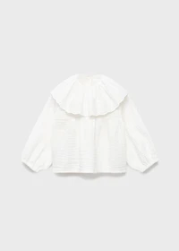 Embroidered babydoll-collar blouse