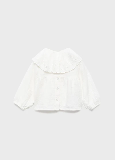 Embroidered babydoll-collar blouse