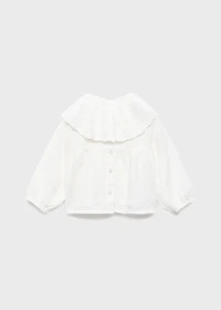 Embroidered babydoll-collar blouse