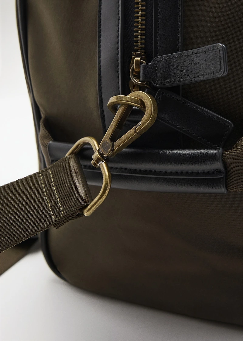 Combined leather and cotton bowling handbag