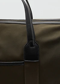Combined leather and cotton bowling handbag