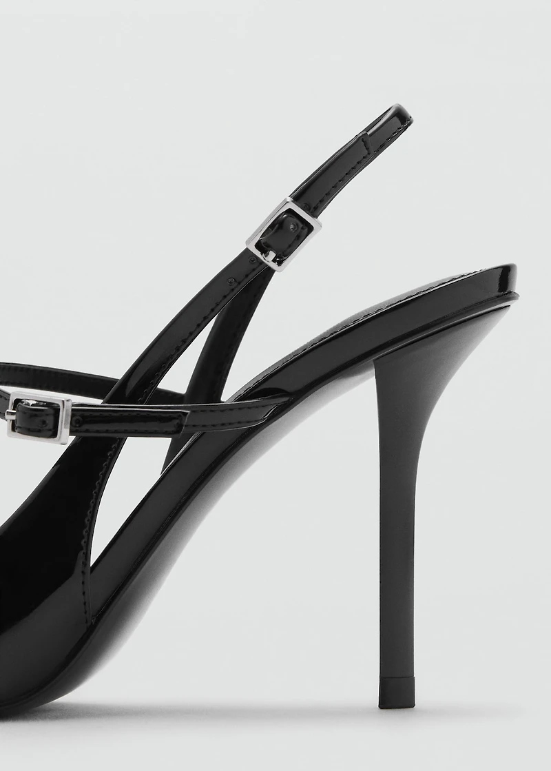 Patent leather shoes with straps and buckle