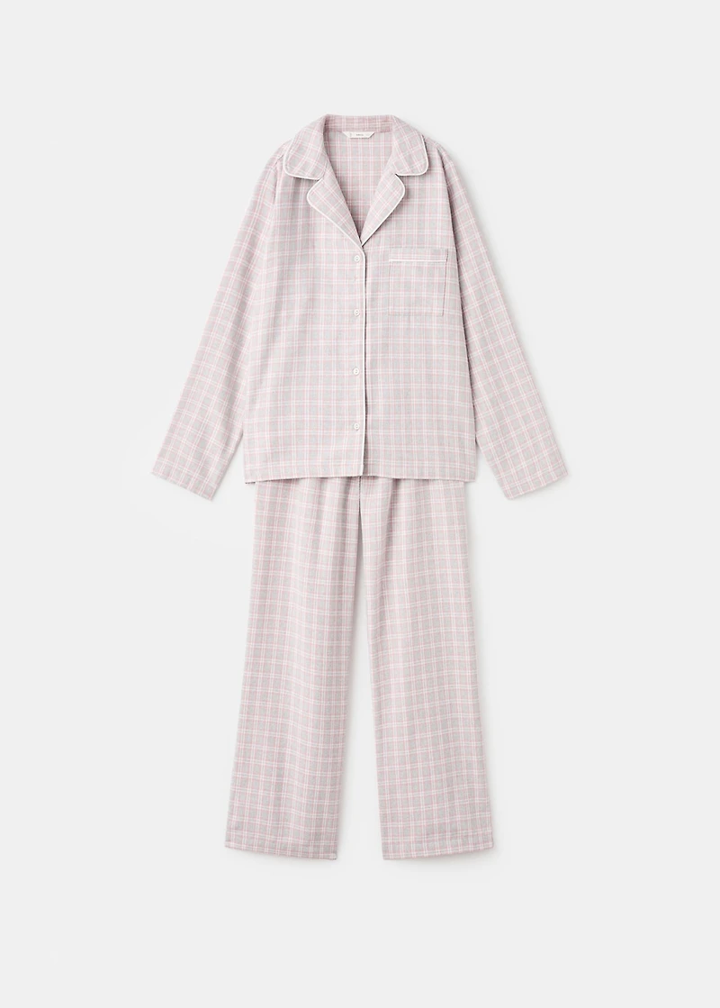 Two-pieces check long pyjamas