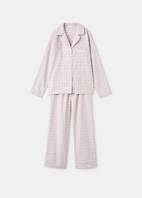 Two-pieces check long pyjamas