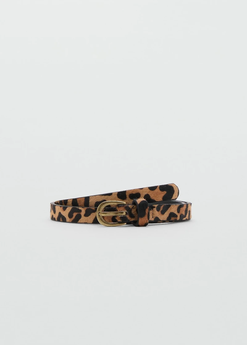Leopard leather belt