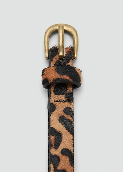 Leopard leather belt