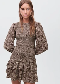 Leopard-print ruffled dress
