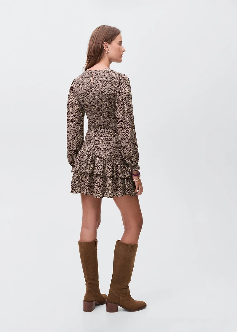 Leopard-print ruffled dress