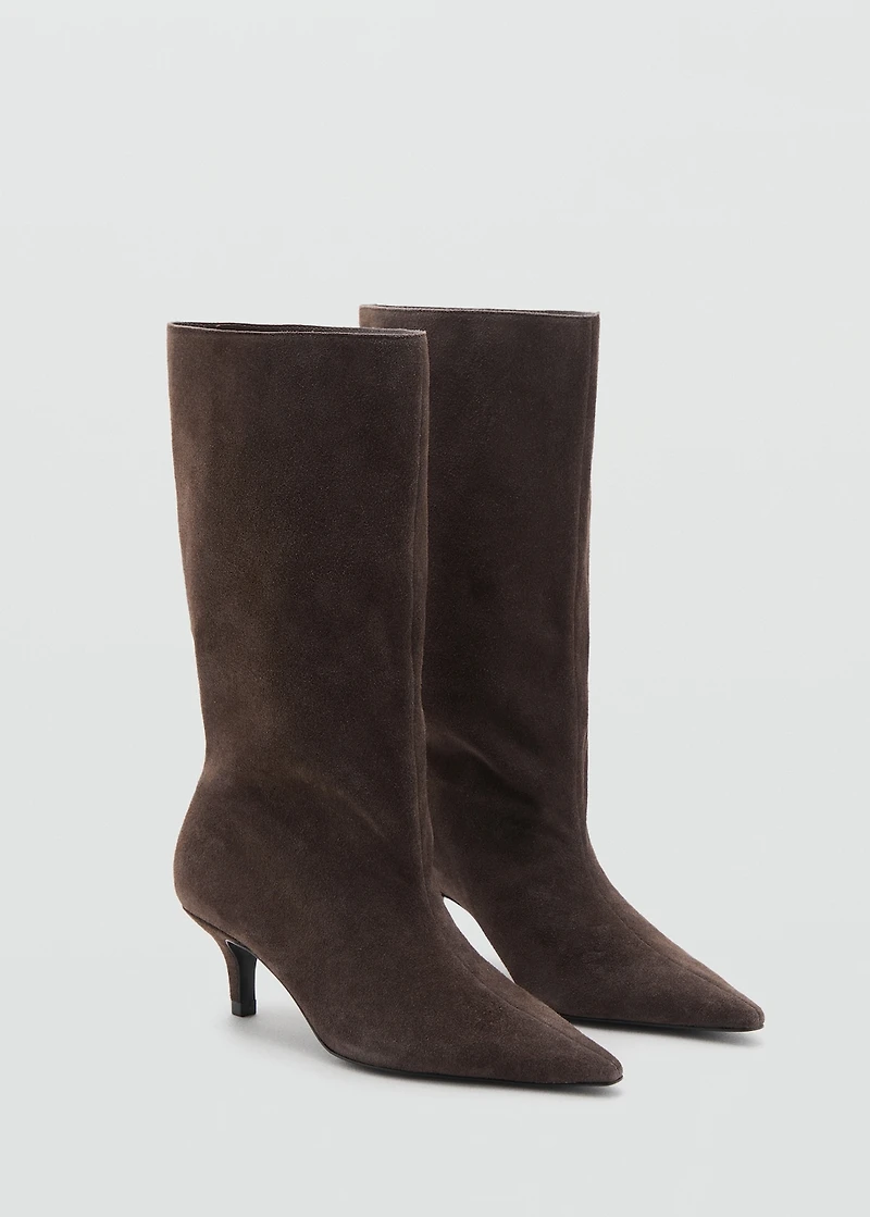 Suede kitten-heel boots