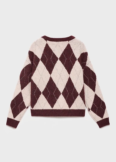 Argyle pattern knit cardigan
