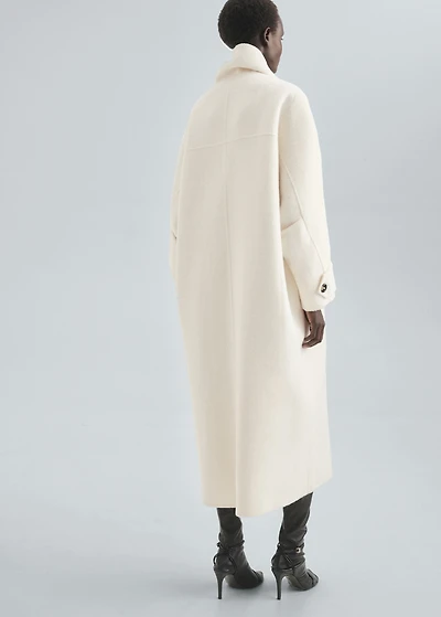 Wool funnel-neck coat
