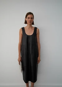 100% leather midi-dress